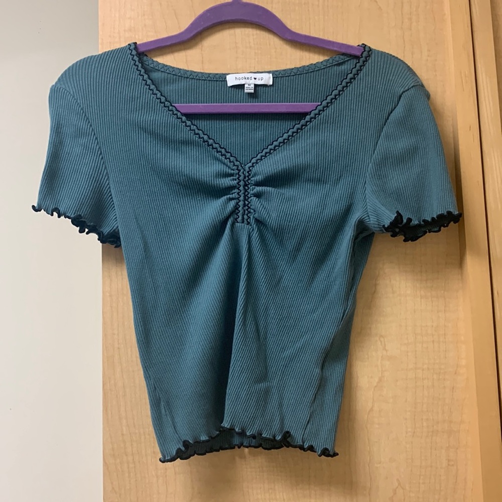 “Hooked up” blue shirt